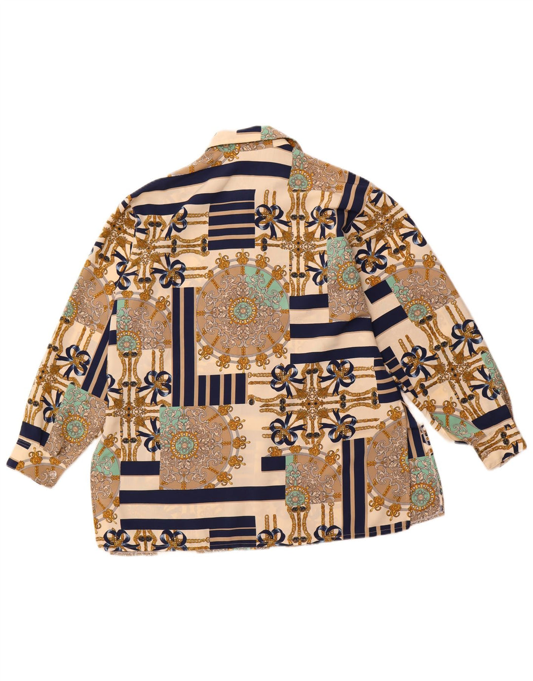 Bluză de cămașă supradimensionată cu model abstract pentru femei UK 10 Bej mic