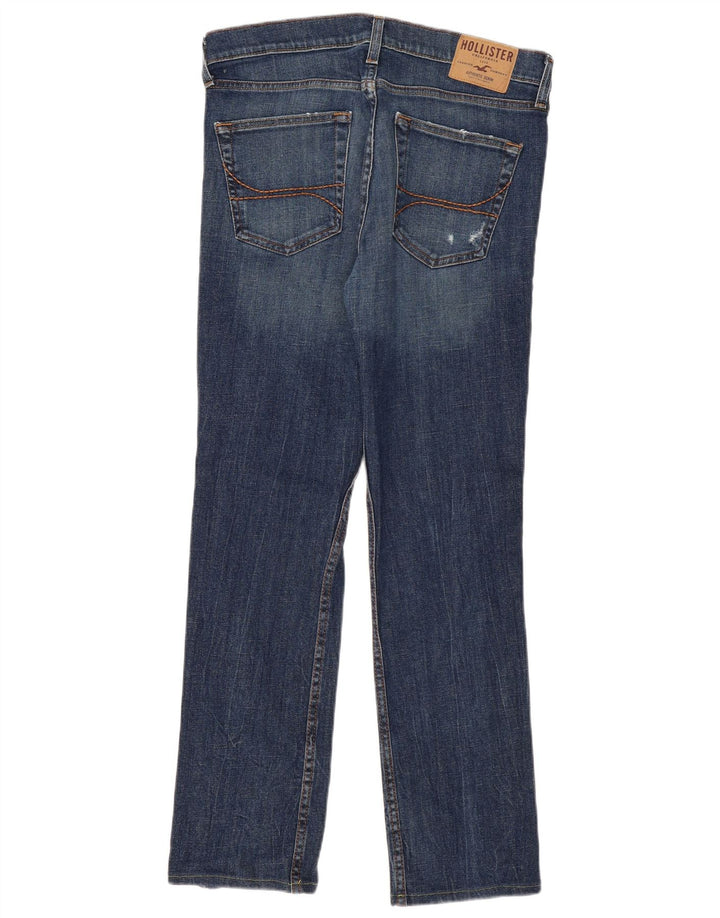 Blugi Hollister Distressed Straight pentru bărbați W33 L32 Albastru
