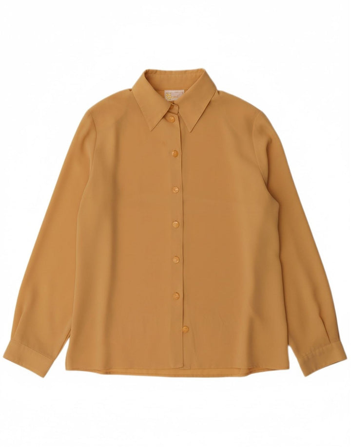 VINTAGE Womens Shirt Blouse UK 14 Large  Yellow Polyester