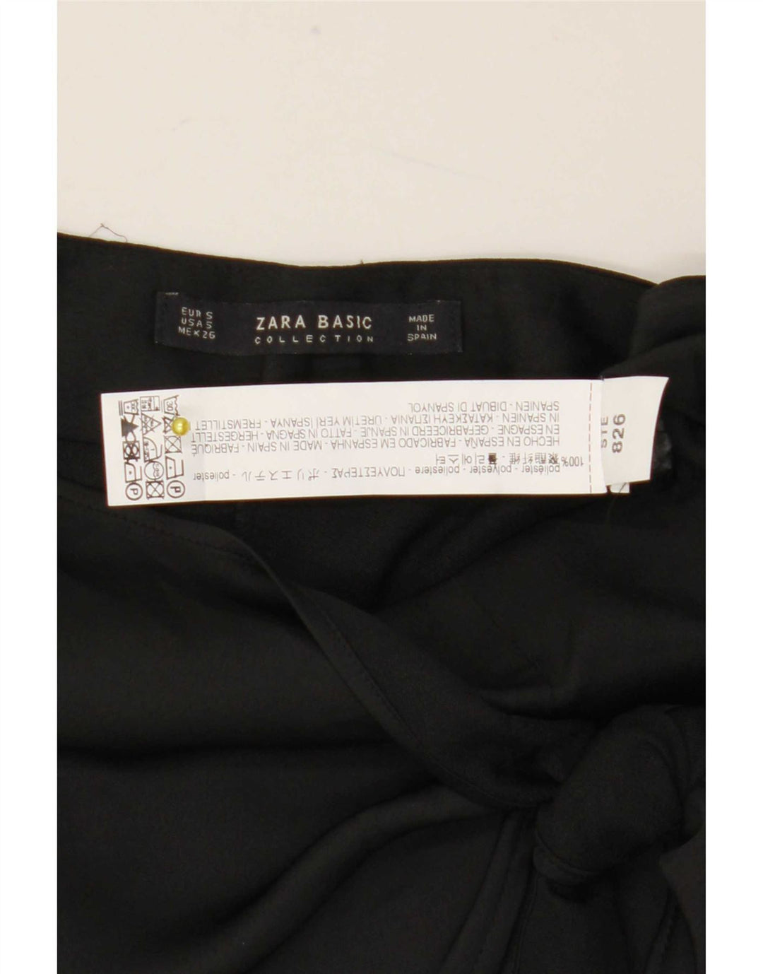 Pantaloni tăiați pentru femei Zara cu picioare largi Mici L28 L23 Poliester negru