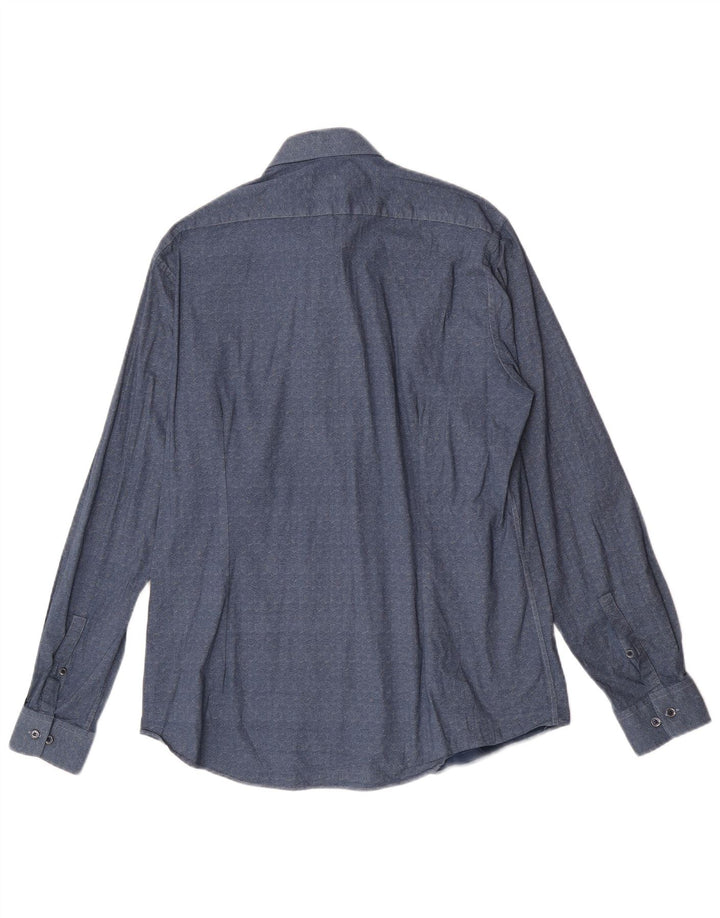 Cămașă slim fit Calvin Klein pentru bărbați cu model abstract Mărimea 43 17 XL bleumarin
