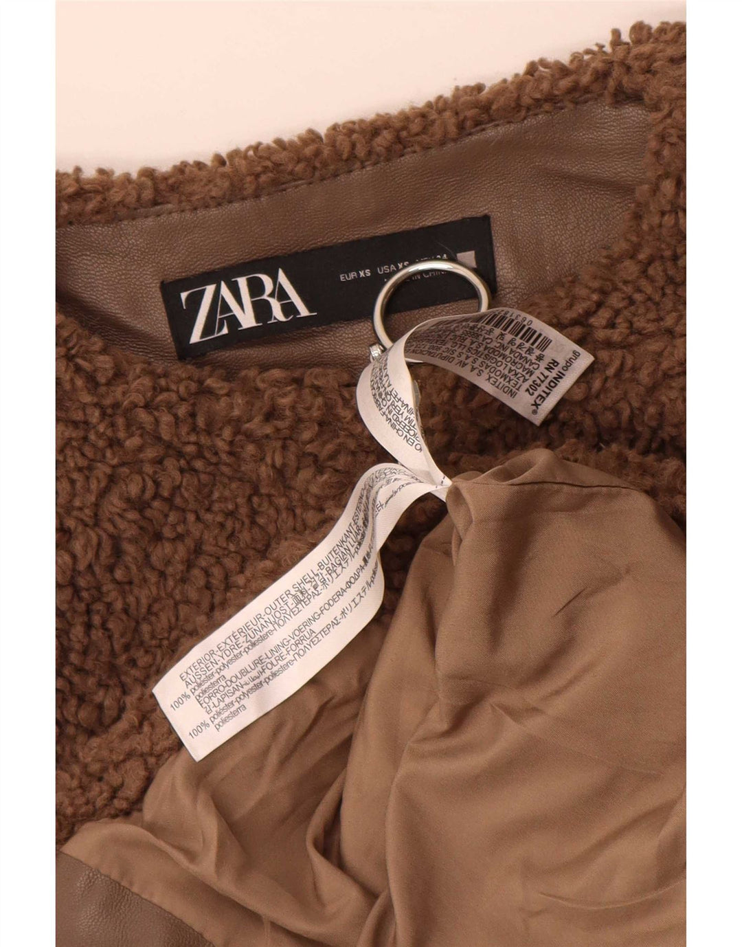 Jachetă pentru femei Zara Teddy Bear oversized fleece UK 6 XS Maro Poliester