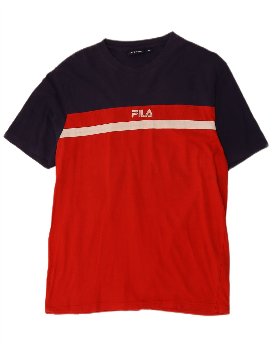 Tricou cu grafic Fila pentru bărbați Top mediu roșu din bumbac color bloc