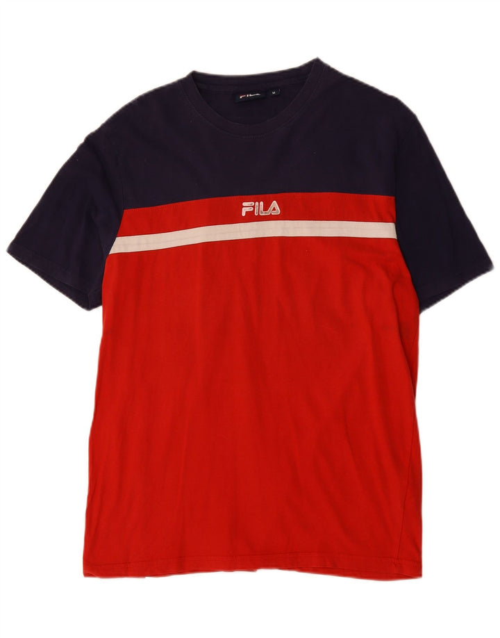 Tricou cu grafic Fila pentru bărbați Top mediu roșu din bumbac color bloc