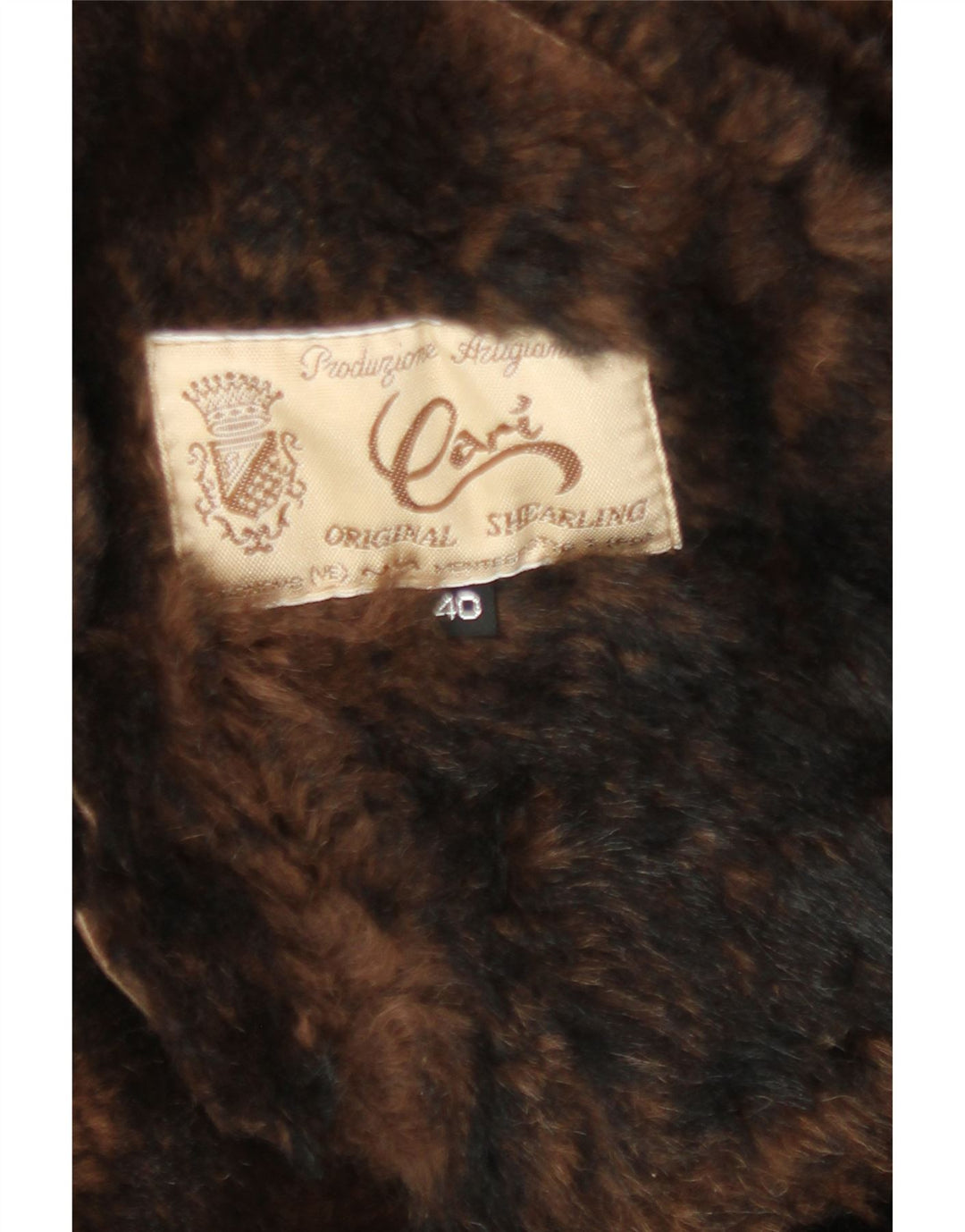 Palton din shearling vintage pentru femei EU 40 maro mediu din shearling