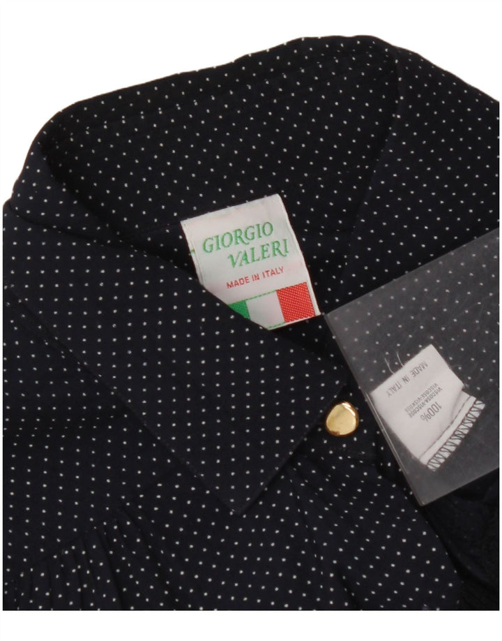 Bluză cămașă pentru femei VINTAGE UK 16 mare, albastru marin, viscoză cu pete