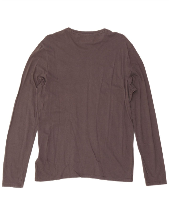 Tricou grafic Guess pentru bărbați, cu mânecă lungă, bumbac gri mic