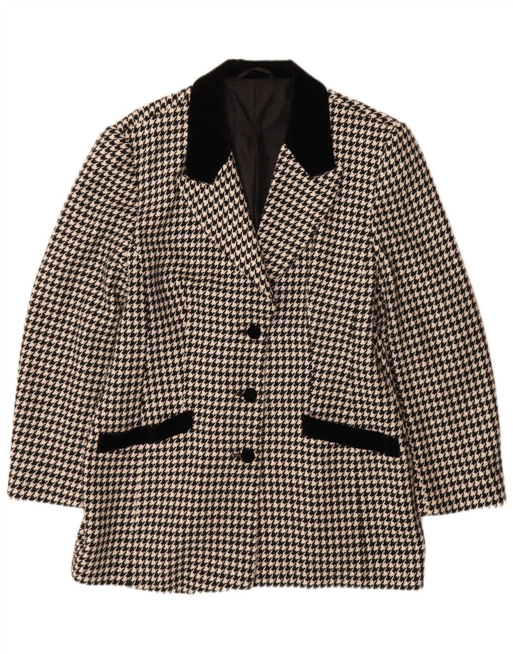 Jachetă vintage pentru femei cu 3 nasturi EU 44 XL picior de găin negru