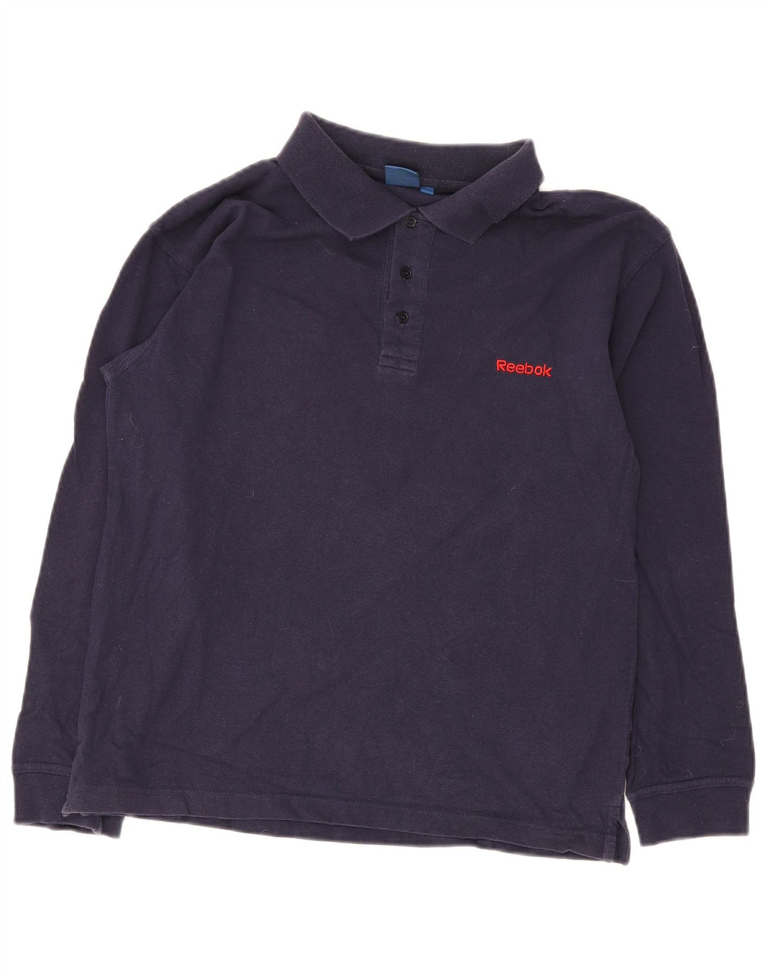 Tricou polo pentru bărbați Reebok cu mânecă lungă, bumbac mediu albastru bleumarin