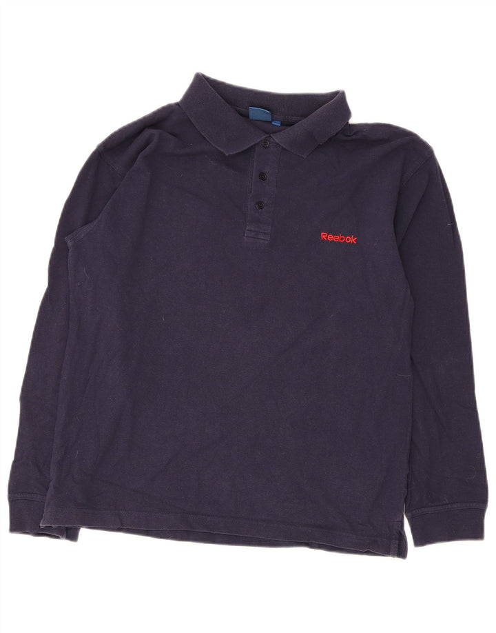 Tricou polo pentru bărbați Reebok cu mânecă lungă, bumbac mediu albastru bleumarin