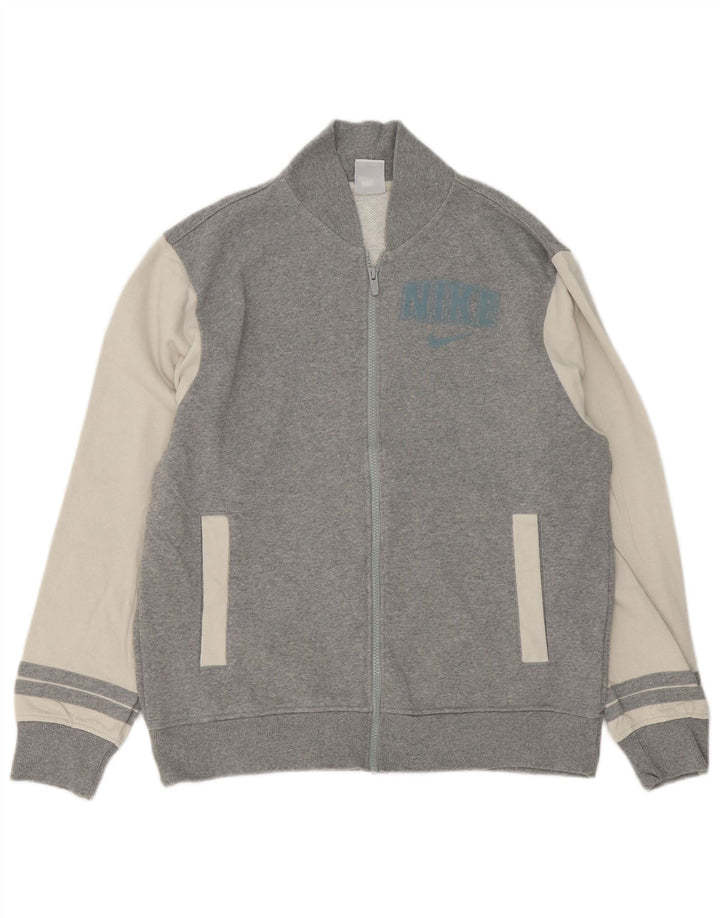 Jachetă de top pentru trening grafic Nike pentru bărbați, bumbac color bloc, gri mediu