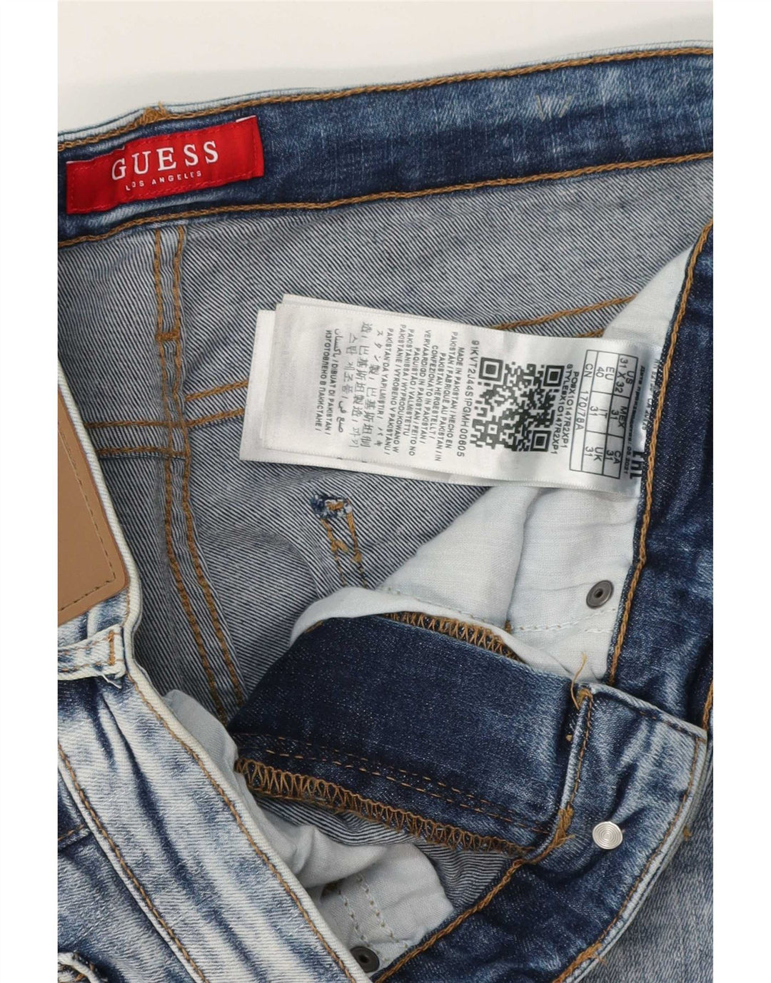 Blugi slim pentru bărbați Guess Distressed W31 L32 Bumbac albastru