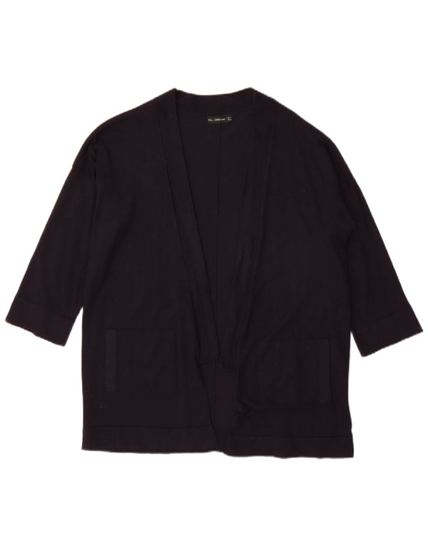 Pulover cardigan deschis pentru femei cu mâneci 3/4 Zara UK 14 Mediu Bleumarin Viscoză