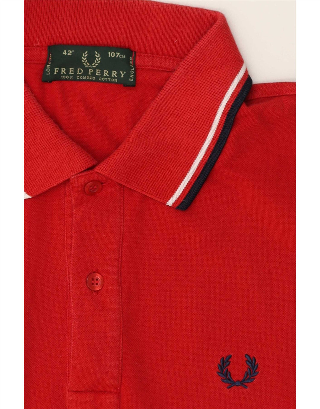 Cămașă polo Fred Perry pentru bărbați, bumbac cu dungi roșii medii
