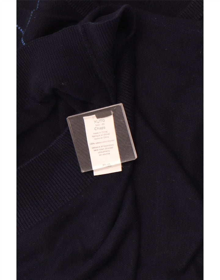 CHAPS Mens Vest Tank Top XL Bleumarin Argyle/Diamond Bumbac