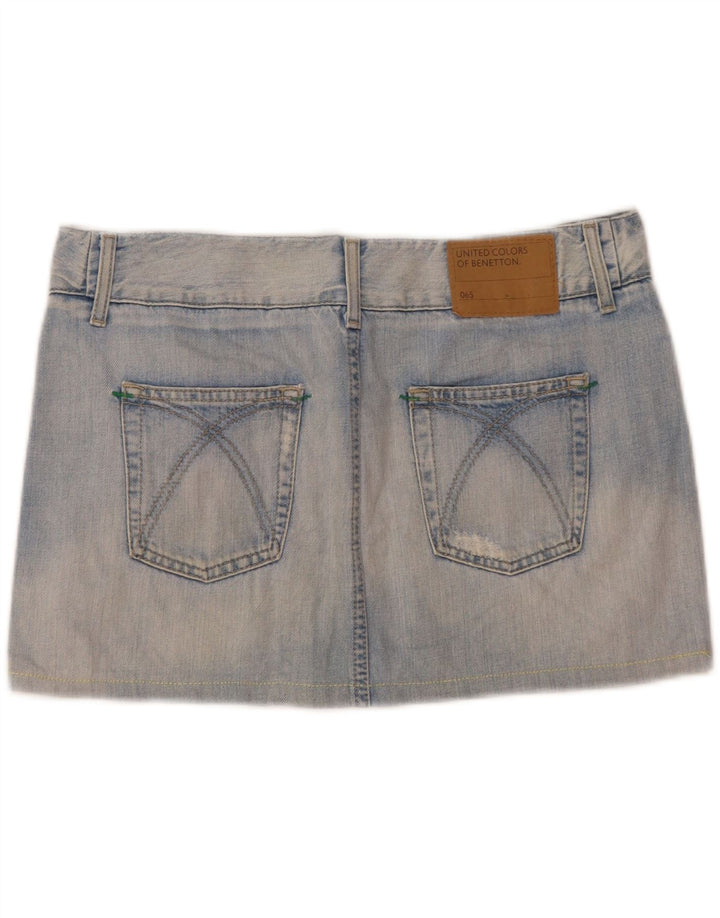 Fusta mini din blugi pentru femei Benetton IT 46 Large W35 Bumbac albastru