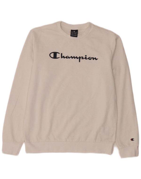 Pulover cu grafic pentru băieți Champion 15-16 ani 2XL bumbac alb