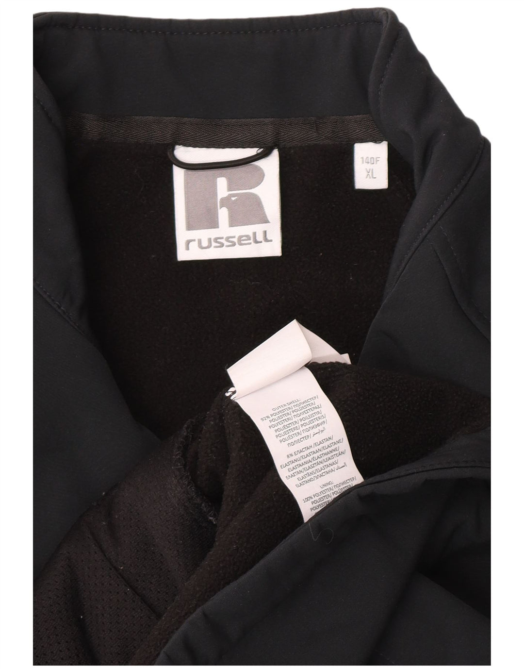 Jachetă de vânt pentru femei Russell Athletic cu grafică UK 18 XL, poliester negru