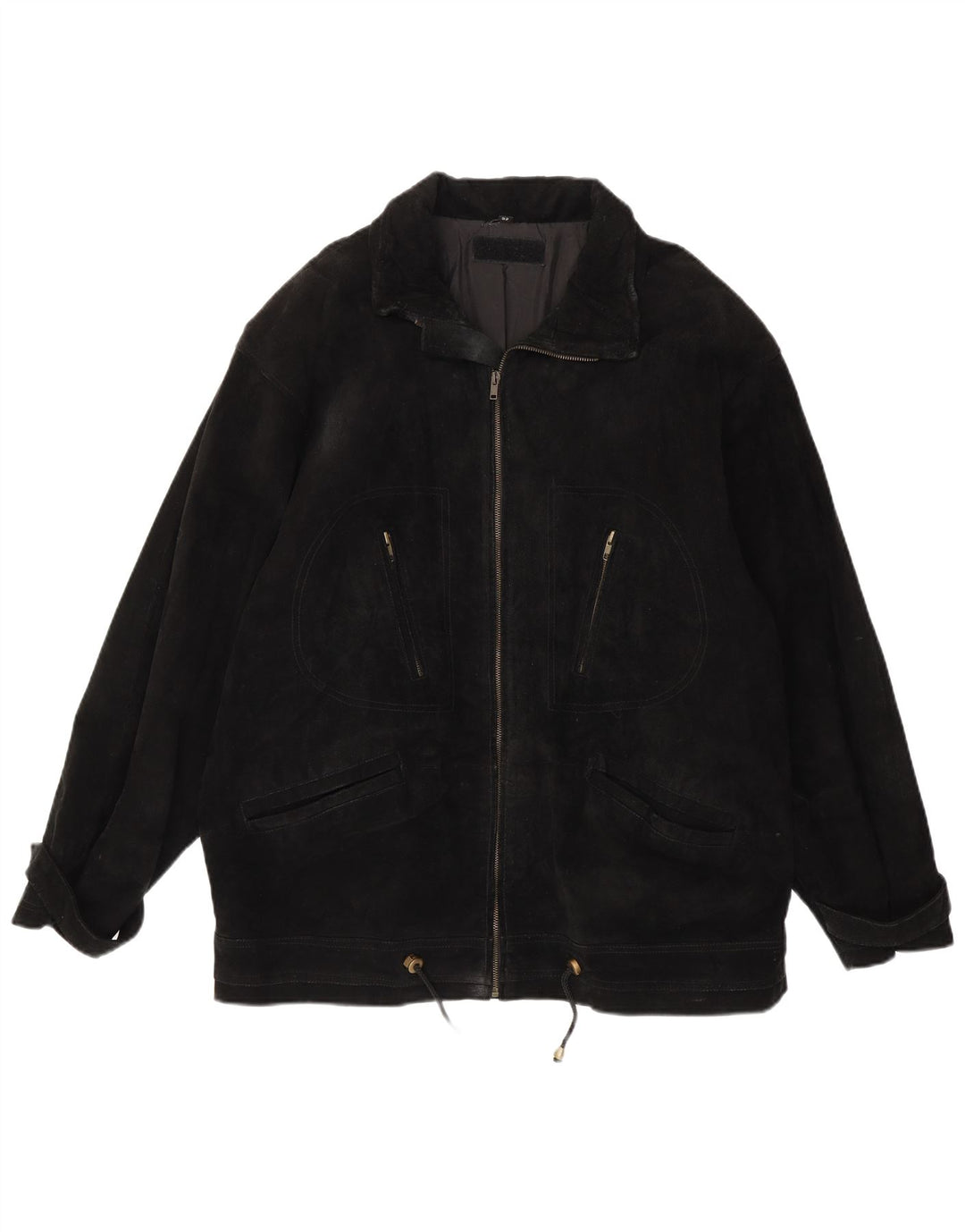 Jachetă vintage bărbătească din piele intoarsa EU 52 XL din piele neagra