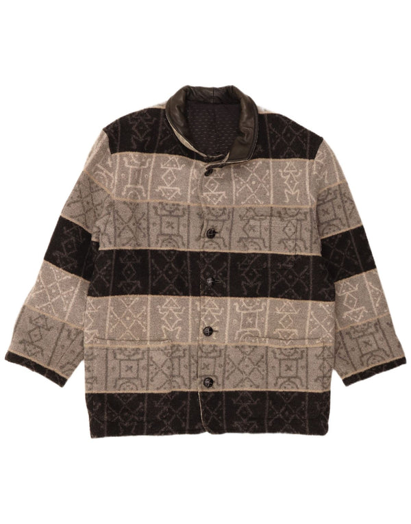 Bomber Vintage pentru bărbați UK 42 XL Lână geometrică gri