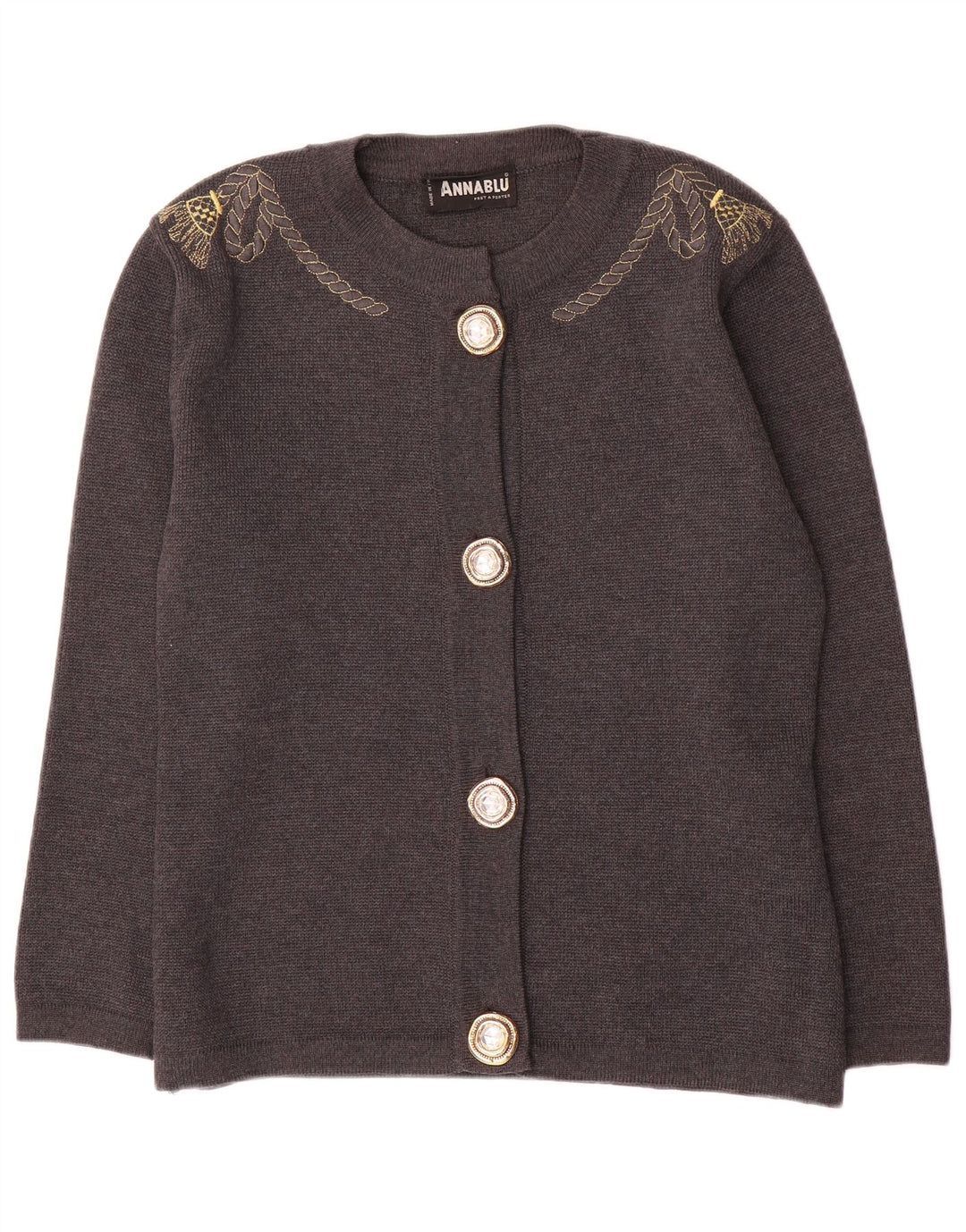 Pulover cardigan supradimensionat vintage pentru femei UK 10 Lână gri mică