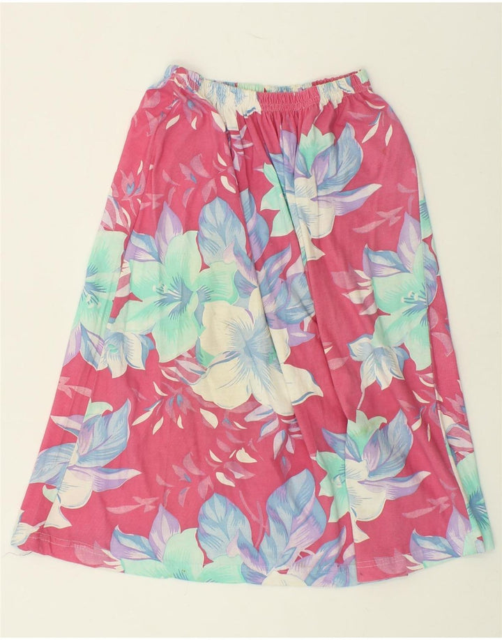VINTAGE Womens A-Line Skirt W28 Medium Pink Floral Vintage Vintage and Second-Hand Vintage from Messina Hembry 