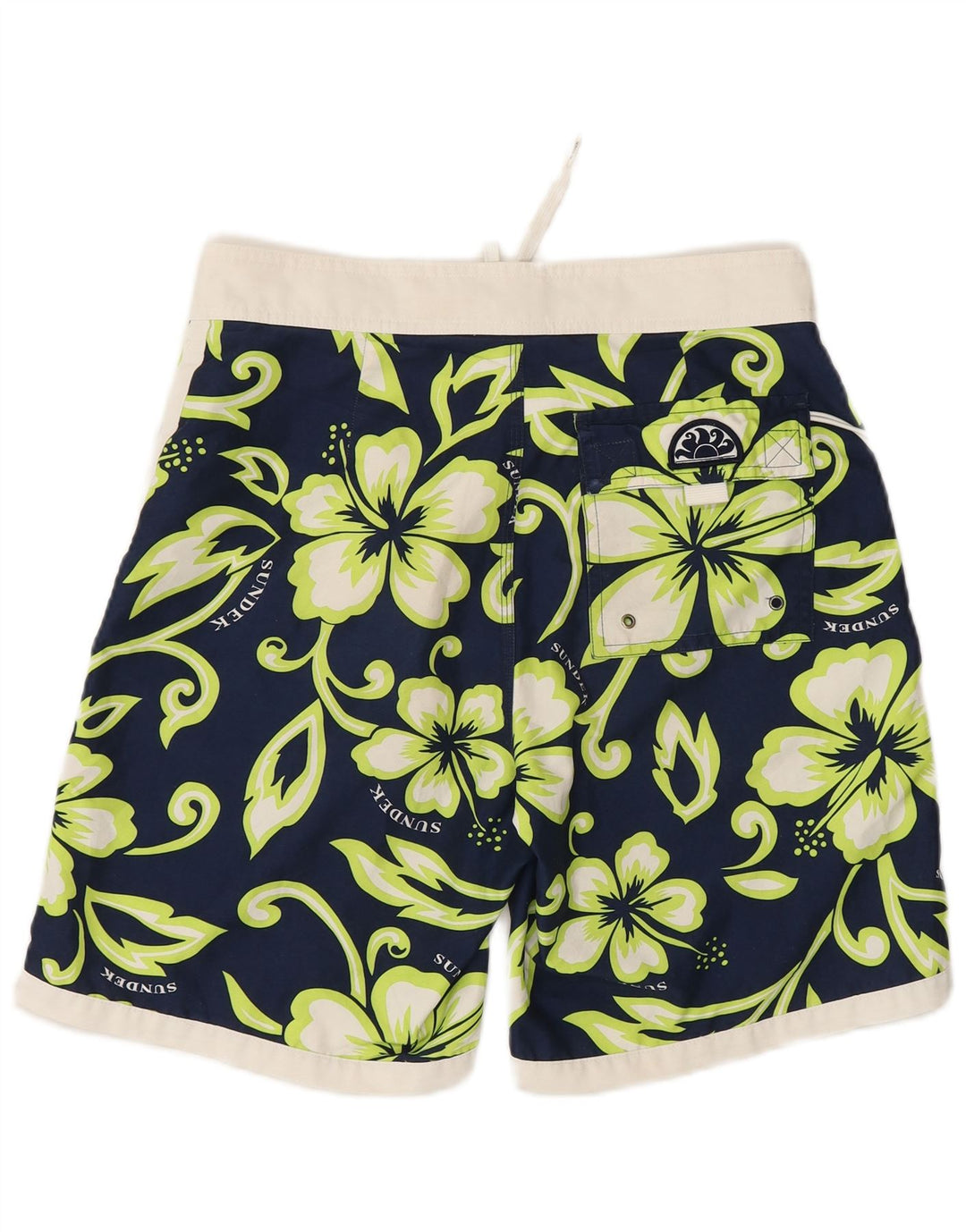 Sundek Pantaloni scurți de înot cu grafică pentru bărbați, medii, albastru, poliester floral