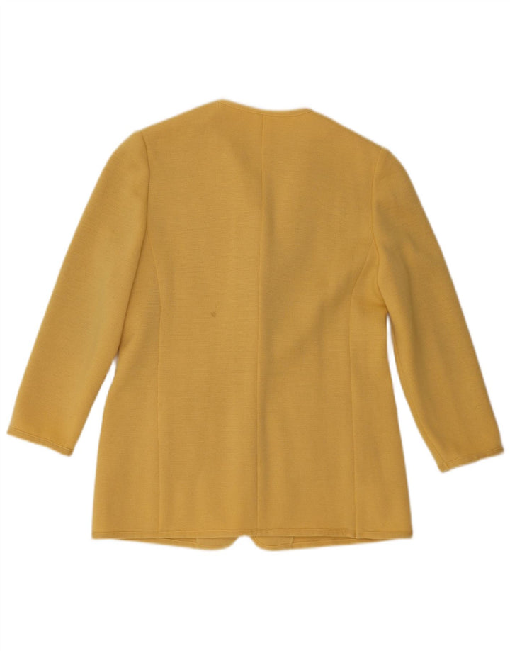 Luisa Spagnoli Jachetă pentru femei tricot cu 1 nasture, UK 10, lână galbenă mică