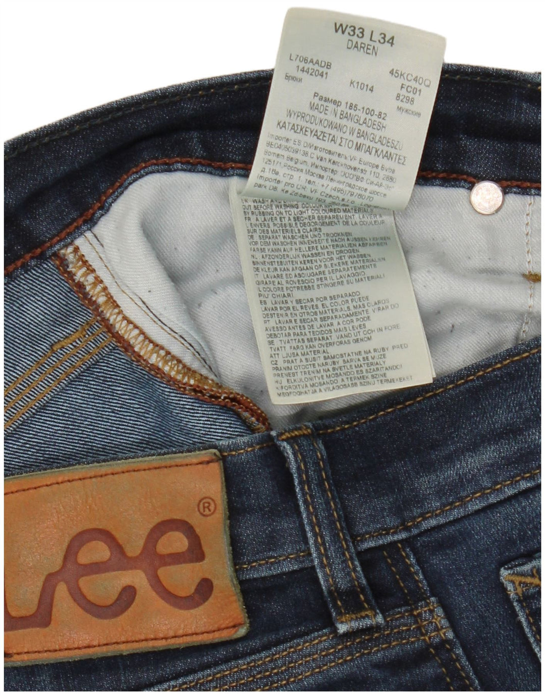 Lee Mens Daren Blugi Slim W33 L31 Albastru Bumbac