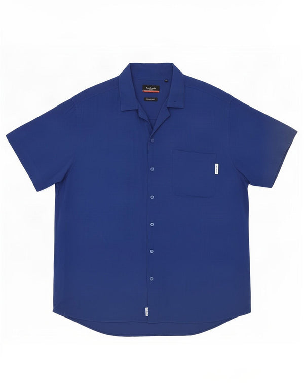 Cămașă cu mânecă scurtă pentru bărbați Pierre Cardin, cu mânecă scurtă, XL, viscoză, albastră