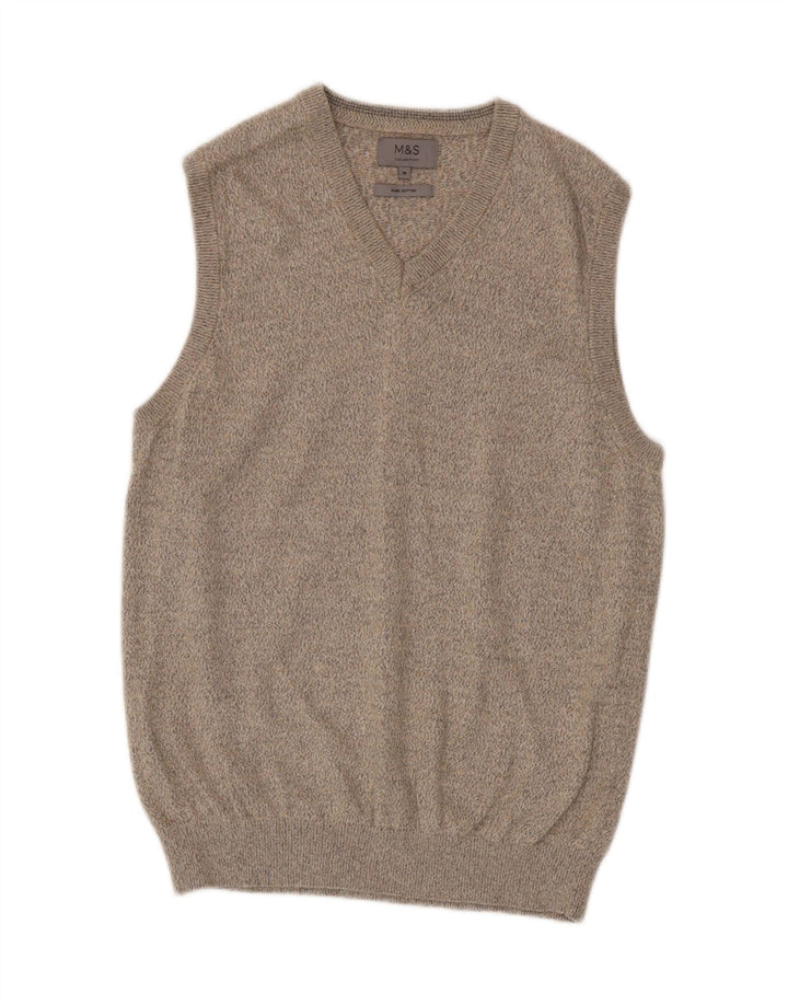 Marks & Spencer Vestă pentru bărbați Tank Top Bumbac cu pete, bej mediu