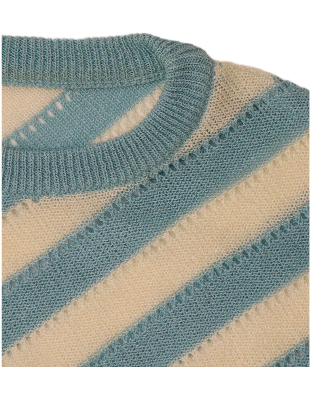 Pulover VINTAGE pentru femei cu decolteu triplu UK 14 mare cu dungi albastre