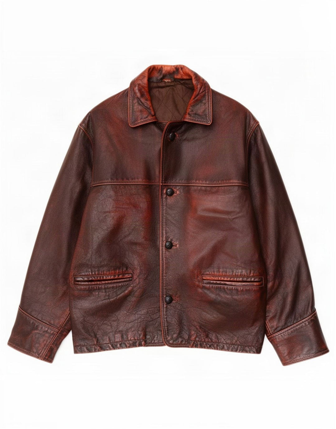 Geaca de piele vintage pentru barbati IT 52 XL maro