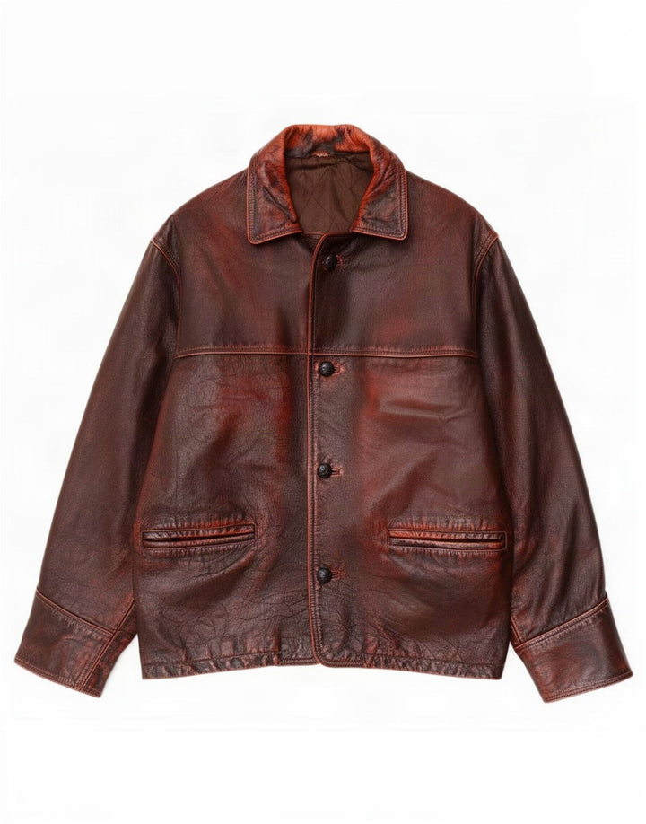 Geaca de piele vintage pentru barbati IT 52 XL maro