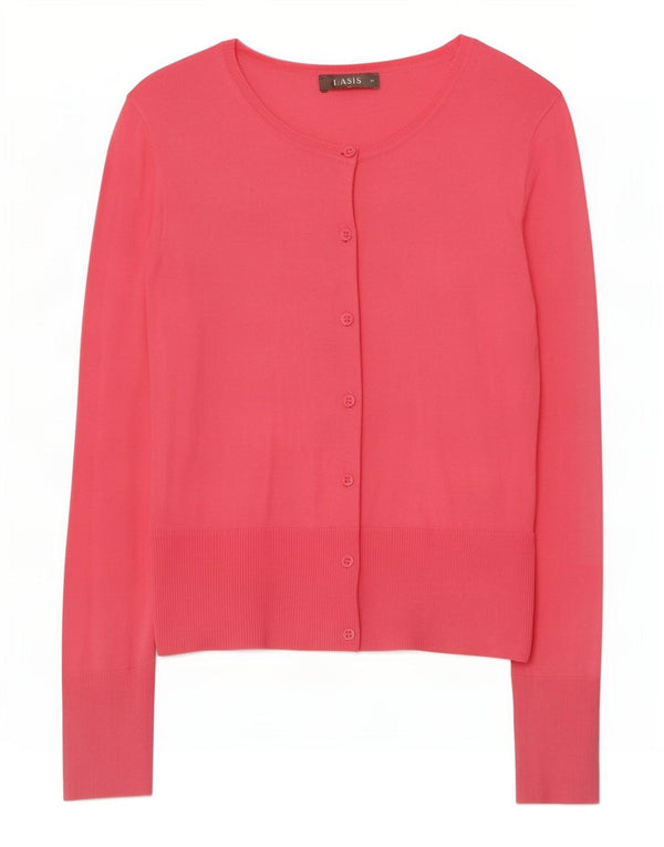 Pulover cardigan crop Oasis pentru femei UK 12 bumbac roz mediu