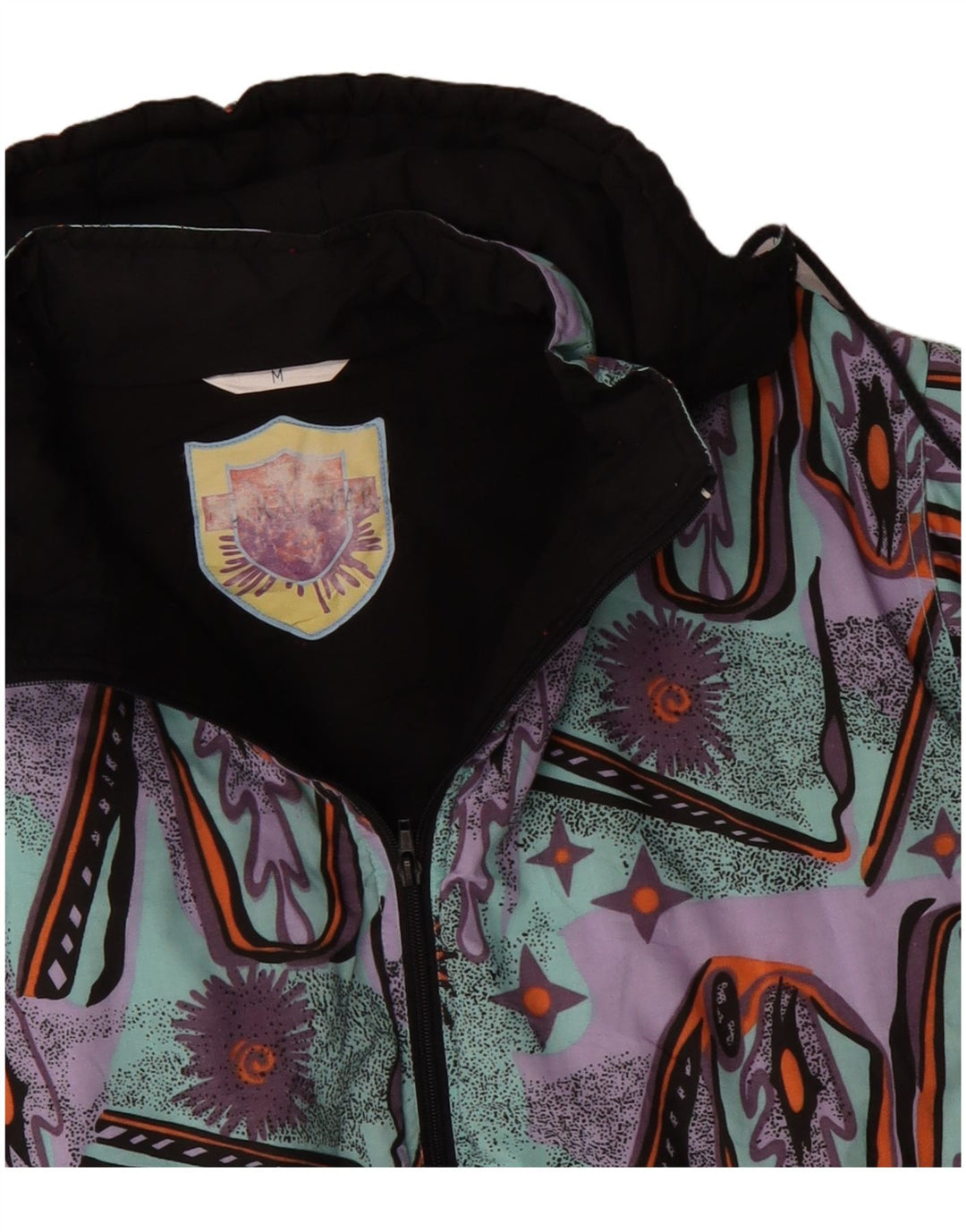 Jachetă de vânt pentru bărbați VINTAGE cu model abstract, UK 38, turcoaz mediu