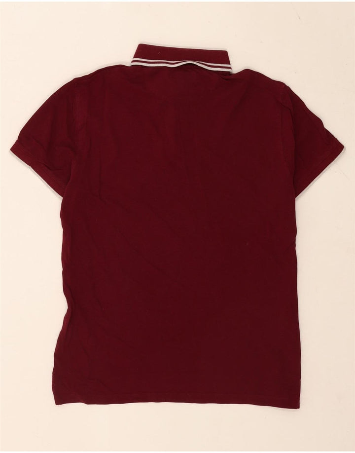 Cămașă polo Massimo Dutti pentru bărbați, bumbac cu dungi Burgundy mediu