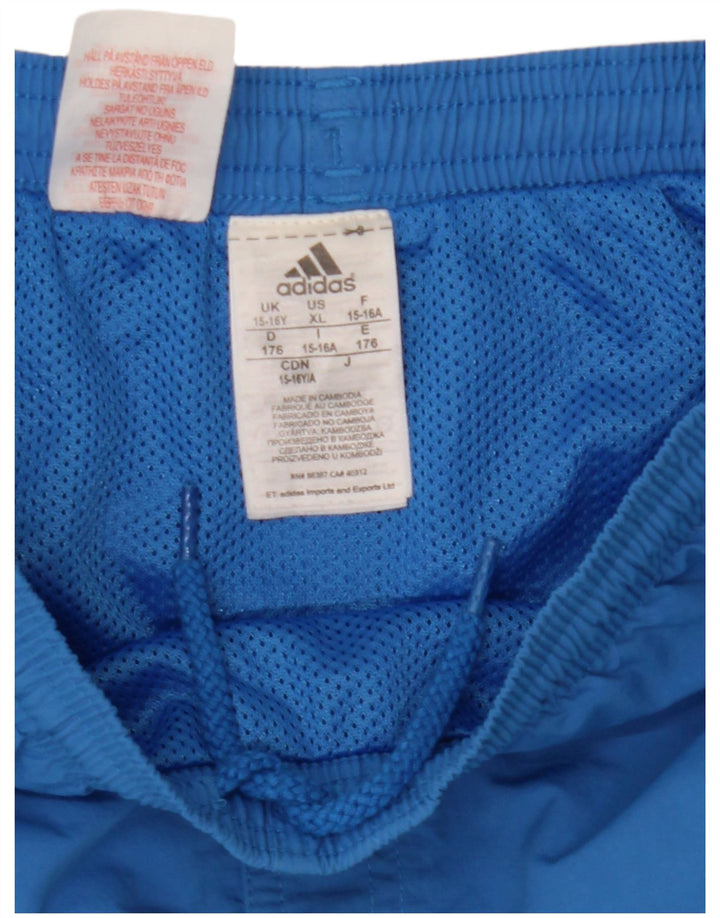 ADIDAS Boys Sport Shorts 15-16 Years Blue Polyester