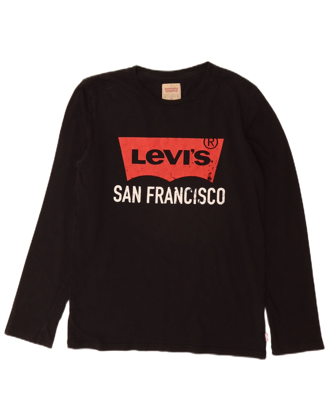 LEVI'S Top grafic pentru baieti cu maneca lunga 15-16 ani bumbac negru