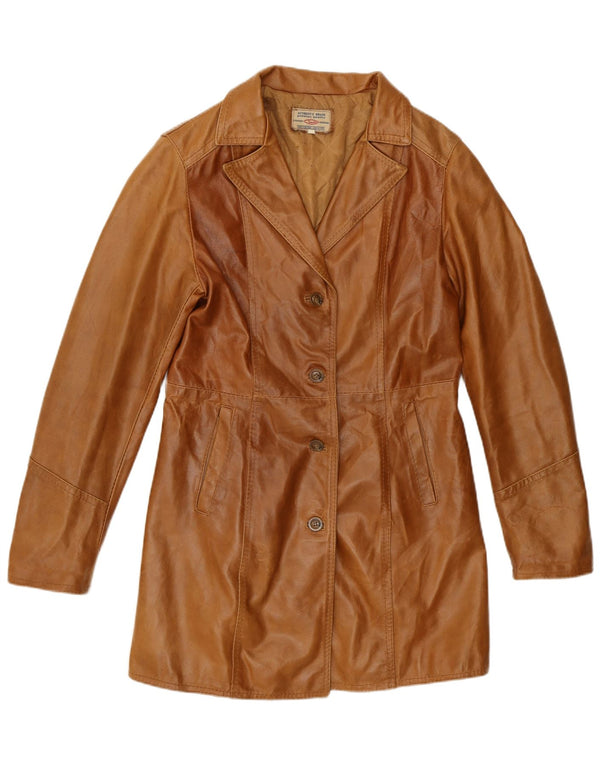 Scout Womens Leather Coat UK 12 Medium Brown Leather