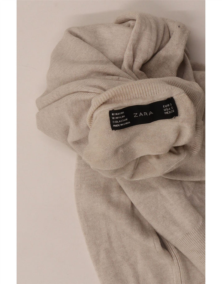 Pulover pentru femei cu gât rulat Zara UK 10 Mic Bej Rayon