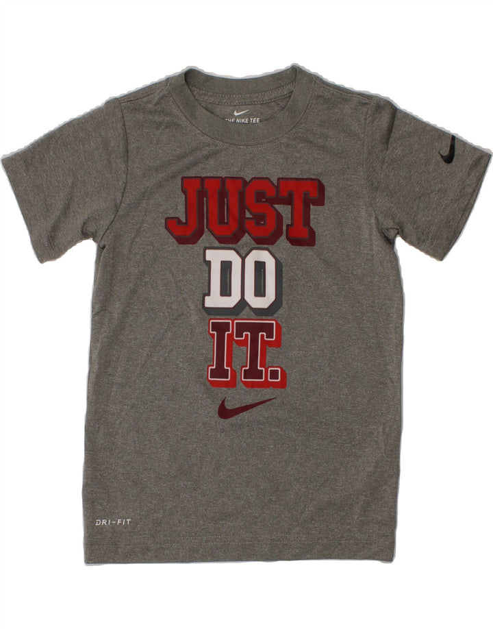 NIKE Boys Dri Fit Graphic T-Shirt Top 5-6 Years Medium  Grey Polyester Vintage Nike and Second-Hand Nike from Messina Hembry 