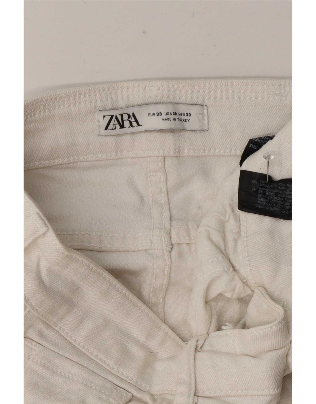 Blugi pentru bărbați slim învechiți Zara EU 38 Mici L30 L27 Bumbac alb