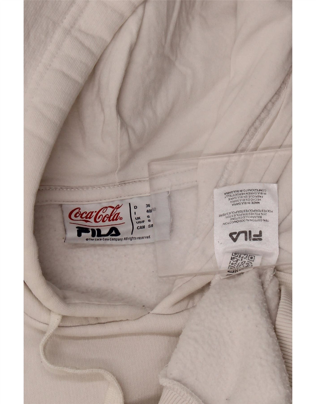 Pulover Fila Coca-Cola Graphic Hoodie pentru bărbați, mic, alb