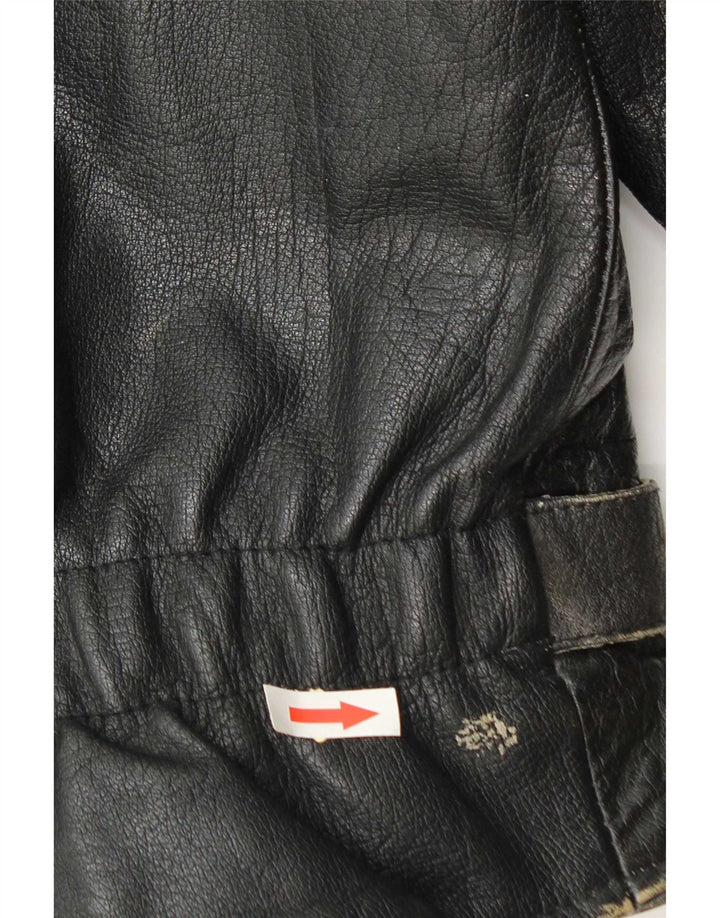 Jachetă de motociclist din piele vintage pentru bărbați UK 36 Mic din piele neagră