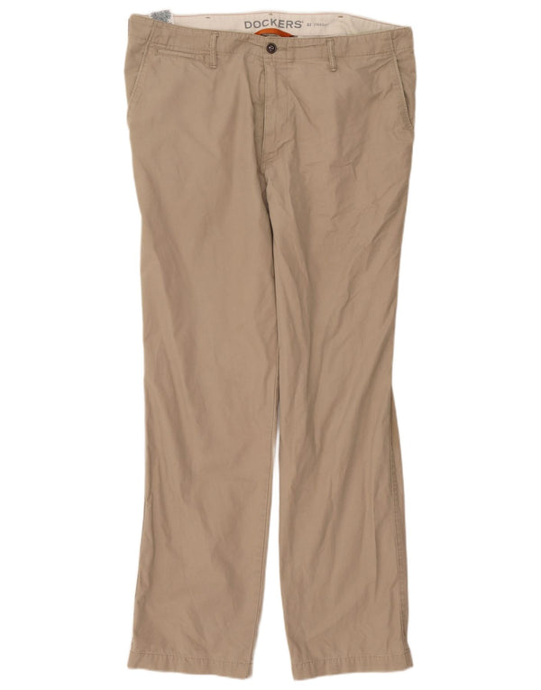 Dockers Mens Straight Chino Trousers W38 L34 Beige Cotton