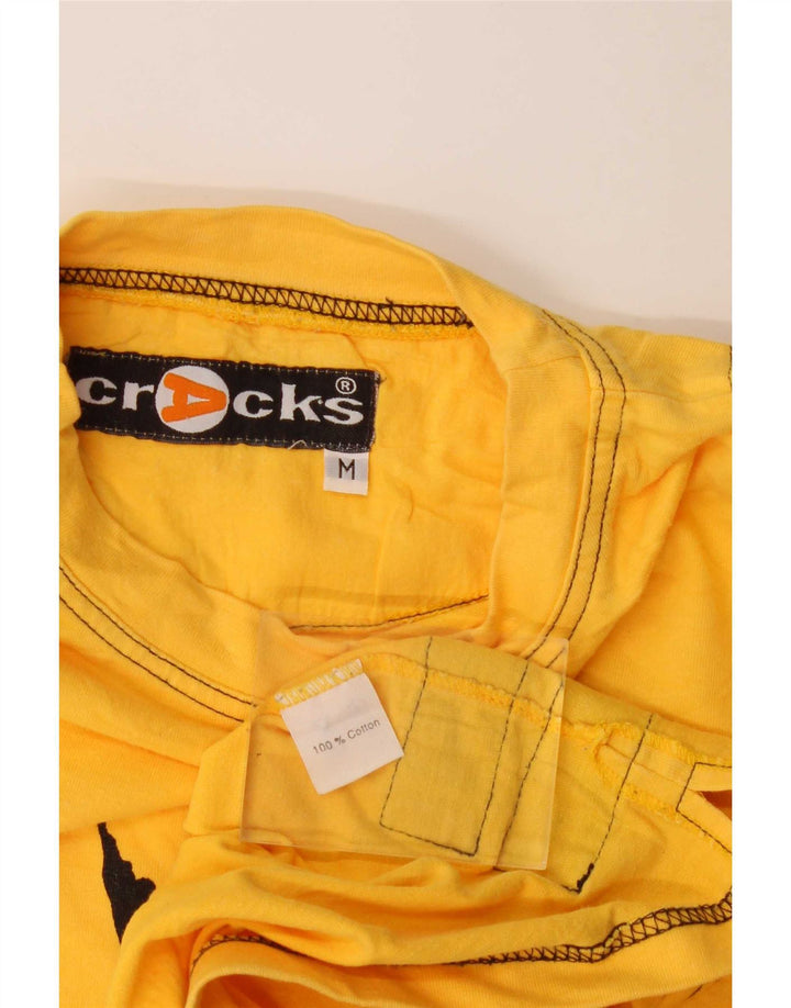 Top grafic pentru bărbați vintage cu mânecă lungă, galben mediu, bumbac color bloc