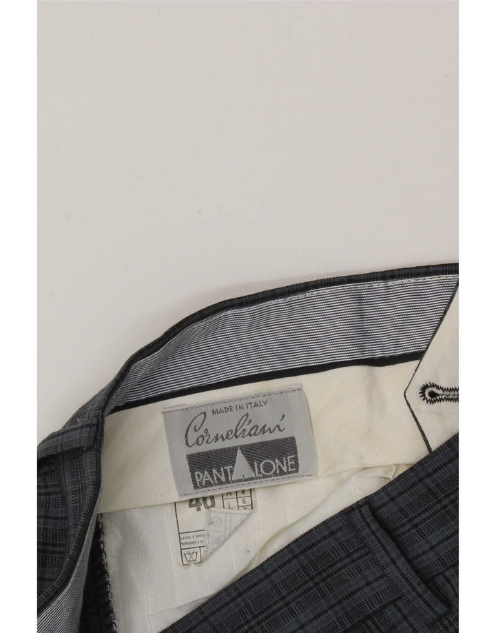 Corneliani Mens Pegged Suit Trousers IT 46 Small W30 L30 Blue Check