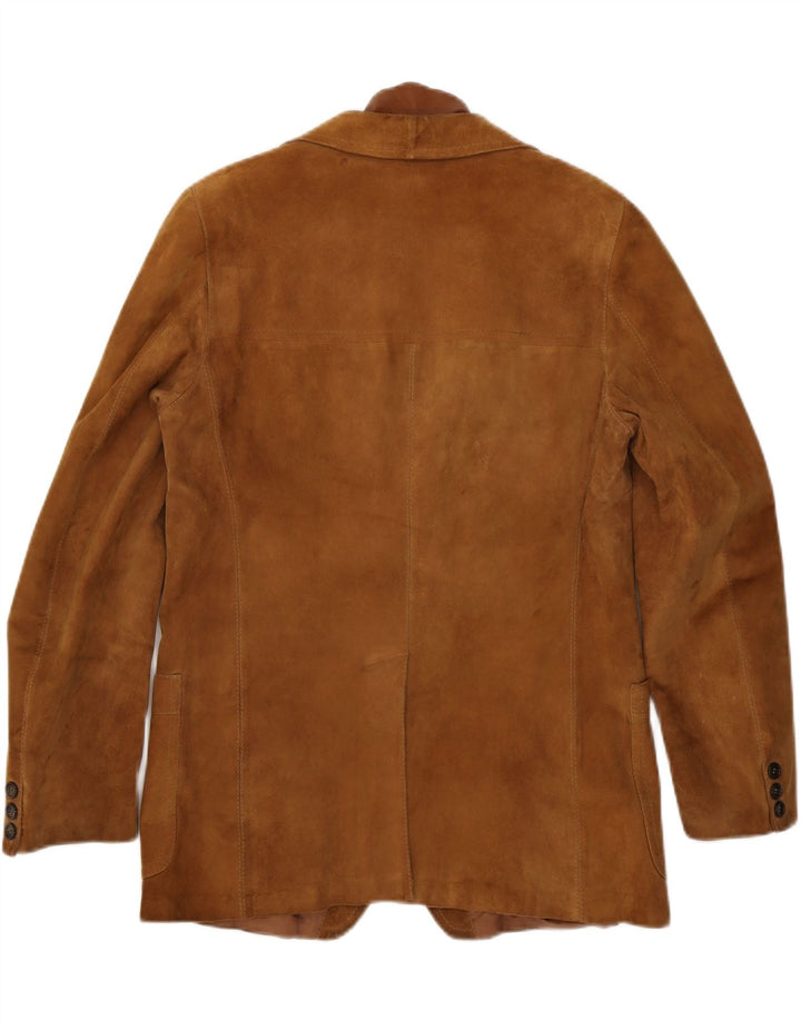 Blazer Vintage pentru bărbați cu 2 nasturi din piele intoarsa, UK 38, maro mediu