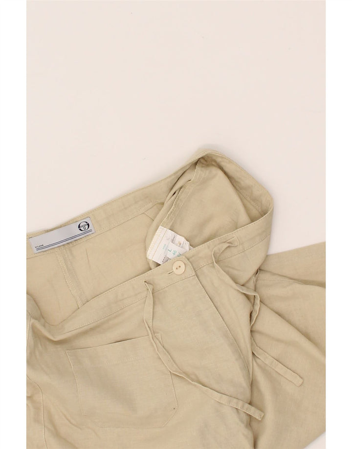 SERGIO TACCHINI Womens Casual Shorts IT 46 Large W32 Beige Linen Vintage Sergio Tacchini and Second-Hand Sergio Tacchini from Messina Hembry 